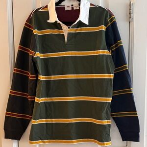 Levi’s Striped Rugby Shirt with White Collar - Olive, Navy & Burgundy